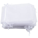 50 White Organza Gift Bags 4x6 Drawstring Jewelry Pouches Wedding Party Favors