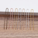 50pcs 75mm Wave U-shape Hair Forks Copper Hair Sticks Bun Hair Clip DIY Jewelry