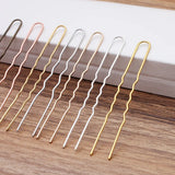 50pcs 75mm Wave U-shape Hair Forks Copper Hair Sticks Bun Hair Clip DIY Jewelry