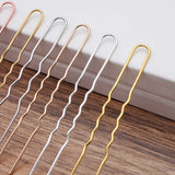 50pcs 75mm Wave U-shape Hair Forks Copper Hair Sticks Bun Hair Clip DIY Jewelry