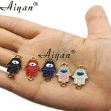 50 Elephant Palm Eyes Double Hole Linker Hand DIY Bracelets Necklaces