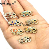 50 Elephant Palm Eyes Double Hole Linker Hand DIY Bracelets Necklaces