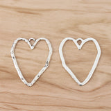 50 Hollow Love Heart Tibetan Silver Charms for DIY Jewelry Making 35x30mm
