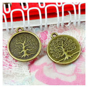 50Pcs 15MM Base Antique Tree Tray Pendant Diy Jewelry Accessories