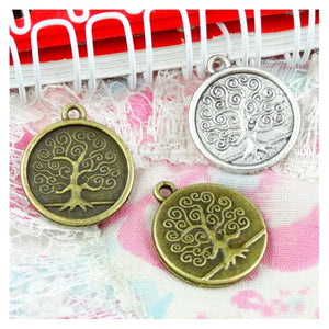 50Pcs 15MM Base Antique Tree Tray Pendant Diy Jewelry Accessories