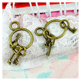 50pcs 25*12MM Key String Pendant Antique Charms for Diy Necklace
