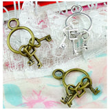 50pcs 25*12MM Key String Pendant Antique Charms for Diy Necklace