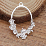 50 Pcs 25x37mm Metal Wreath Pendant Charms