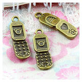 50 Antique Bronze Mobile Phone Charms DIY Necklace Pendant