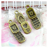 50 Antique Bronze Mobile Phone Charms DIY Necklace Pendant