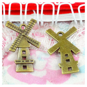 Vintage Charms Antique Bronze Windmill Pendant Jewelry Accessories