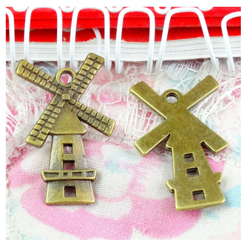 Vintage Charms Antique Bronze Windmill Pendant Jewelry Accessories