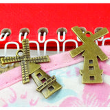 Vintage Charms Antique Bronze Windmill Pendant Jewelry Accessories