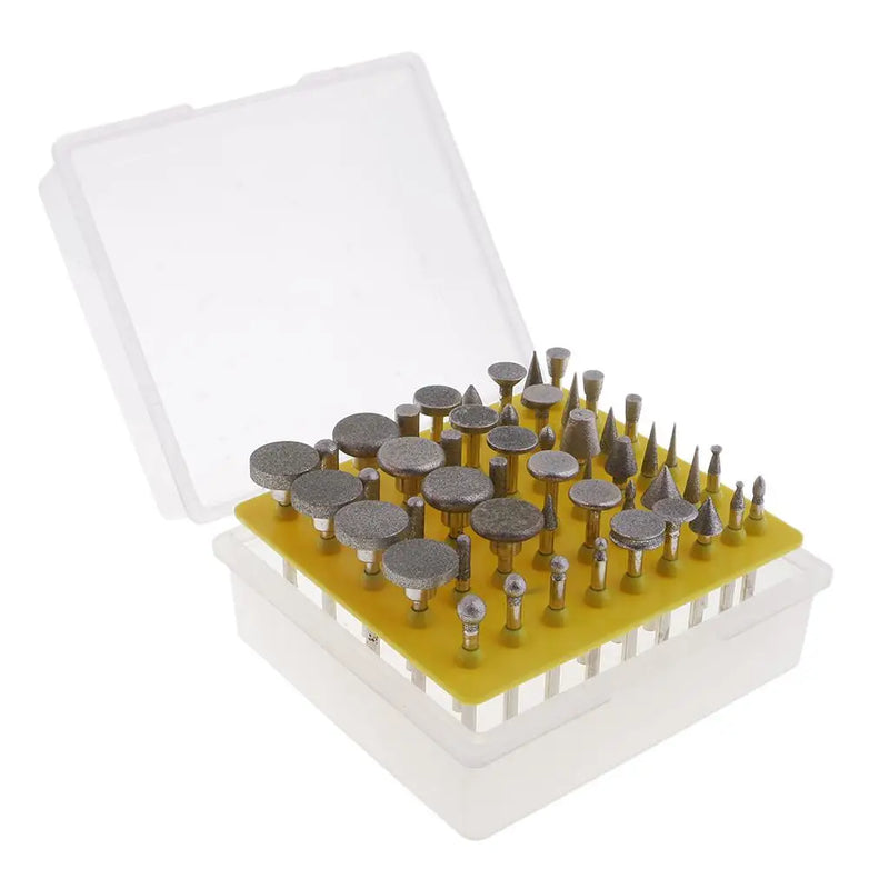 50 Pc Diamond Burr Set 1/8-Inch Shank for Rotary Tools Grinding Glass Burr