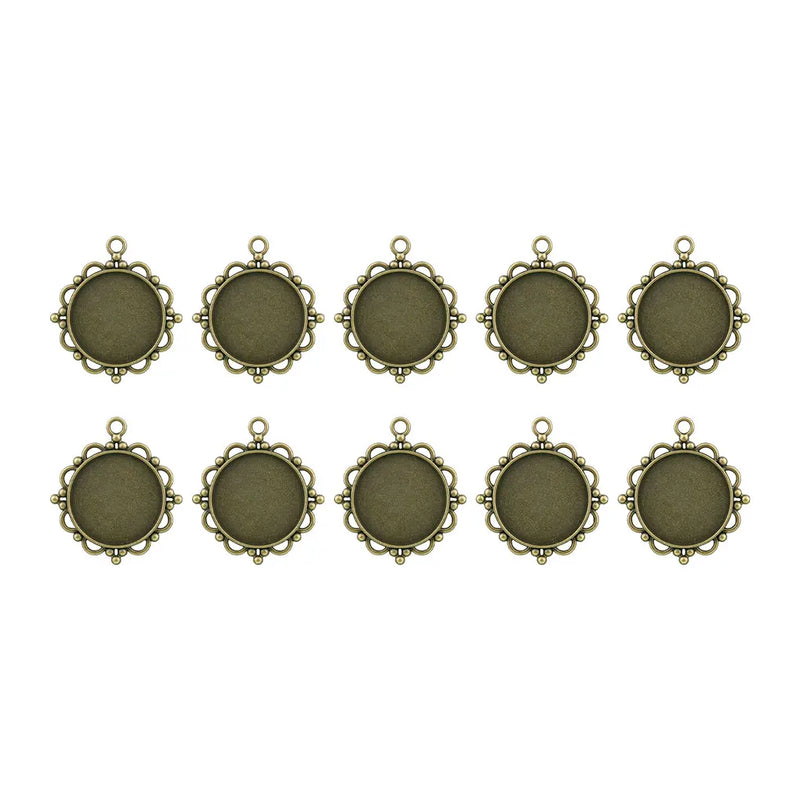 50Pcs Necklace Pendant Base Lace Round Blank Jewelry DIY Making Accessories