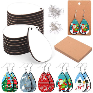 50 Sublimation Blank Earring Hooks with Jump Rings for DIY Halloween Christmas