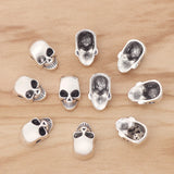 50 Silver Skull Head Spacer Beads for Jewellery Making 2mm Hole