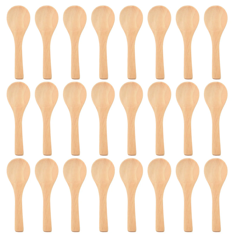 50 Small Wooden Spoons for Cooking Condiments - Light Brown