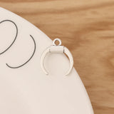 50 Pcs Tibetan Silver Crescent Moon Double Horn Charms for DIY Jewellery Making
