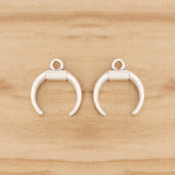 50 Pcs Tibetan Silver Crescent Moon Double Horn Charms for DIY Jewellery Making