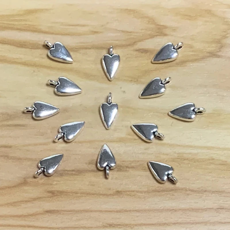 50 Tibetan Silver Double Sided Heart Charms for Jewelry Making