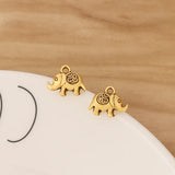 50 Tibetan Charms Pendants 3D Elephant Om Symbol 13x11mm