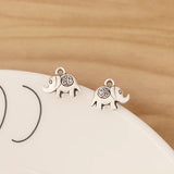 50 Tibetan Charms Pendants 3D Elephant Om Symbol 13x11mm