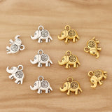 50 Tibetan Charms Pendants 3D Elephant Om Symbol 13x11mm