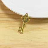 Tibetan Silver 3D Key Charm with Saint Benedict Cross Pendant