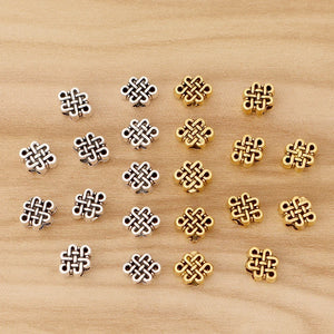 50 Tibetan Silver/Gold Chinese Knot Spacer Beads for DIY Necklace Bracelet