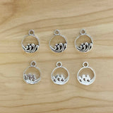 50 Tibetan Silver Wave Charms Pendants for DIY Jewellery Making