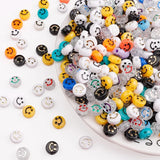 50 Acrylic Smiley Face Round Beads DIY Bracelet Accessories