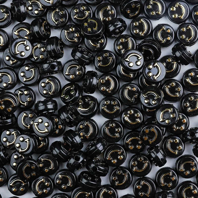 50 Acrylic Smiley Face Round Beads DIY Bracelet Accessories