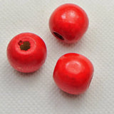 50 Red Round Wood Beads 16mm~Wooden for Crafts & Jewelry Making