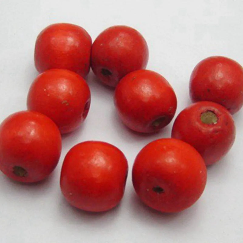 50 Red Round Wood Beads 16mm~Wooden for Crafts & Jewelry Making