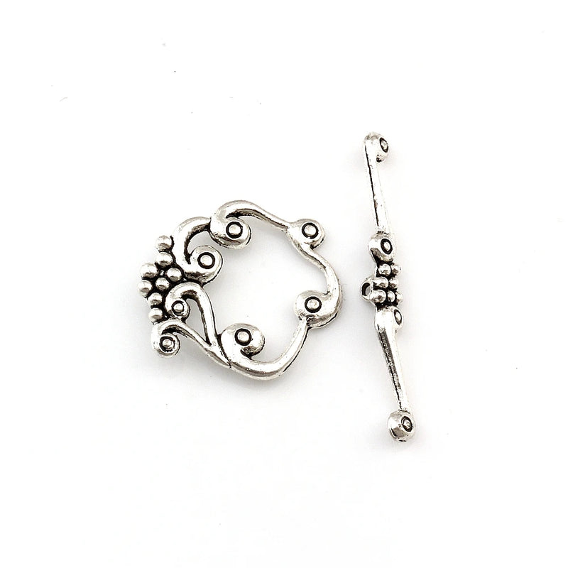 50 Antique Silver OT Toggle Clasps for DIY Jewelry Making F-69