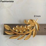 Gold Metal Filigree Leaf Flower Branch 33x61mm Jewelry Findings