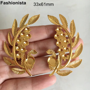 Gold Metal Filigree Leaf Flower Branch 33x61mm Jewelry Findings