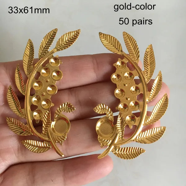 Gold Metal Filigree Leaf Flower Branch 33x61mm Jewelry Findings
