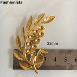 Gold Metal Filigree Leaf Flower Branch 33x61mm Jewelry Findings