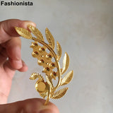 Gold Metal Filigree Leaf Flower Branch 33x61mm Jewelry Findings