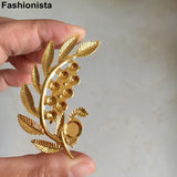 Gold Metal Filigree Leaf Flower Branch 33x61mm Jewelry Findings