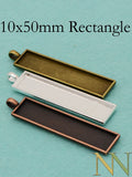 50pcs 10x50mm Rectangle Pendant Tray Bezel Blanks Setting for Resin