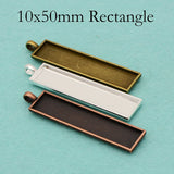 50pcs 10x50mm Rectangle Pendant Tray Bezel Blanks Setting for Resin