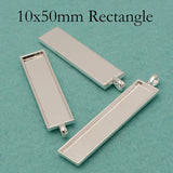 50pcs 10x50mm Rectangle Pendant Tray Bezel Blanks Setting for Resin