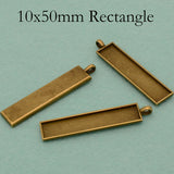 50pcs 10x50mm Rectangle Pendant Tray Bezel Blanks Setting for Resin