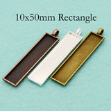 50pcs 10x50mm Rectangle Pendant Tray Bezel Blanks Setting for Resin