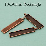 50pcs 10x50mm Rectangle Pendant Tray Bezel Blanks Setting for Resin