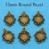 50pcs 12mm Round Pendant Bezel Blank for Necklace Earrings