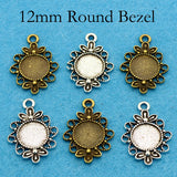 50pcs 12mm Round Pendant Bezel Blank for Necklace Earrings
